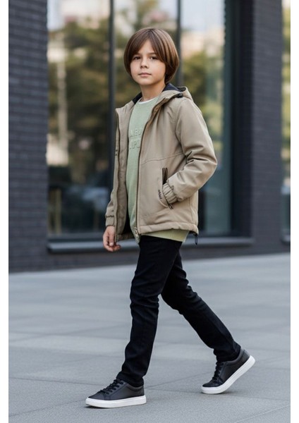 Fermuarlı Kapüşonlu Erkek Çocuk Kışlık 3’lü kombin - Yeşil fiyatları