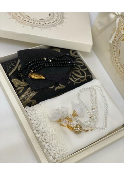 Siyah-Beyaz Damat Bohçası, Gelin Bohçası, Seccade Seti, Nişan Seccade Takımı