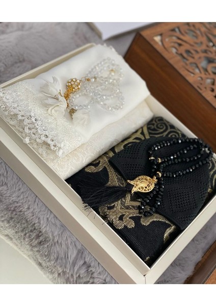 Siyah-Beyaz Damat Bohçası, Gelin Bohçası, Seccade Seti, Nişan Seccade Takımı fiyatları