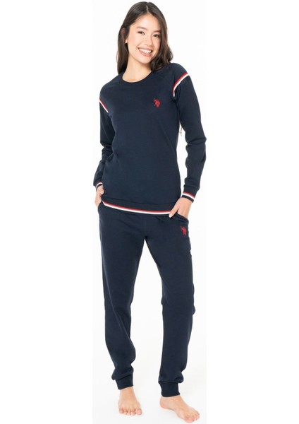 20118 Kadın Lacıvert Yuvarlak Yaka Uzun Kollu Pijama Takımı fiyatları