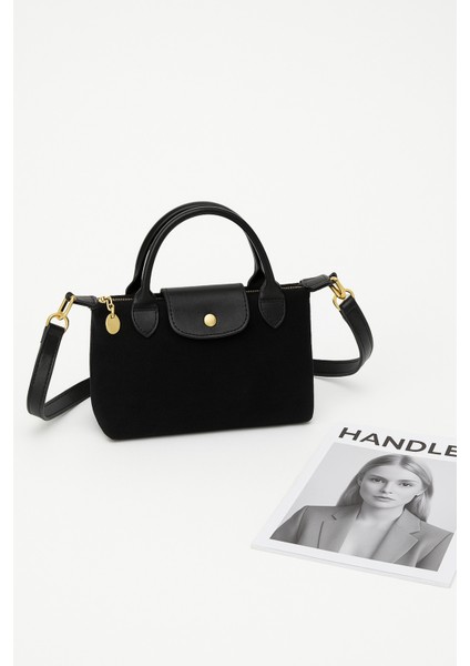 Lilyana – Deri Detaylı Süet El ve Omuz Çantası