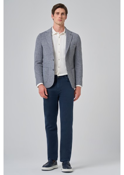 Erkek Lacivert Örme Trend Desenli Slim Fit Mono Yaka Ceket fiyatları