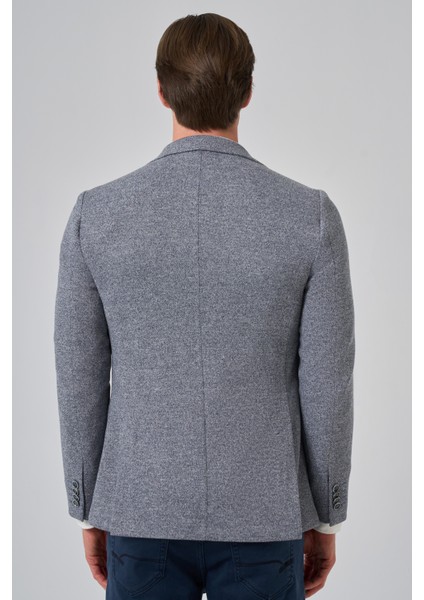 Erkek Lacivert Örme Trend Desenli Slim Fit Mono Yaka Ceket indirimleri
