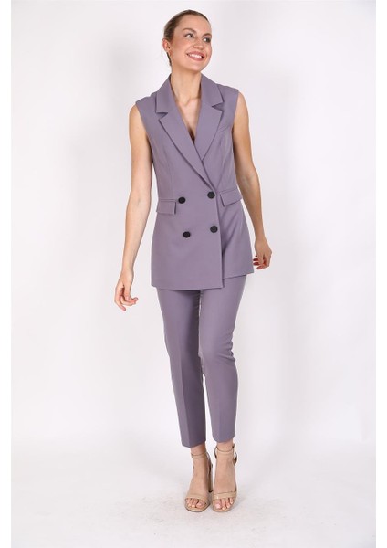 Blazer Yelek & Boru Paça Pantolon-Antrasit modelleri