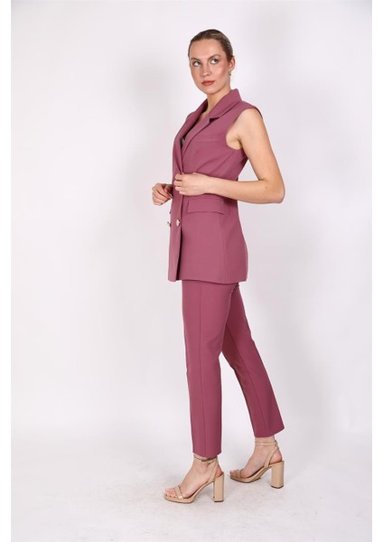 Blazer Yelek & Boru Paça Pantolon-Rose fiyatları