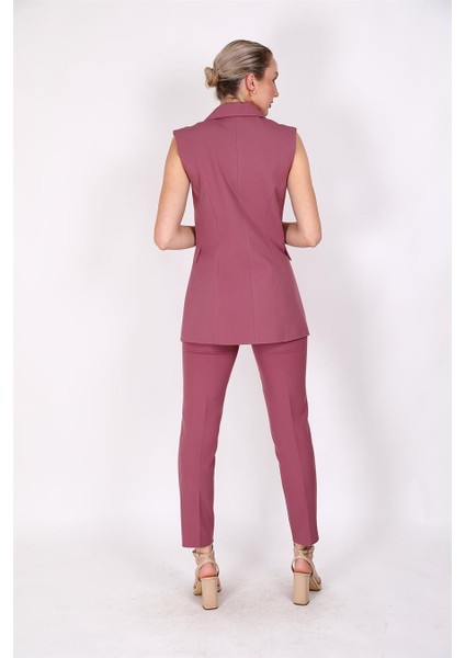 Blazer Yelek & Boru Paça Pantolon-Rose modelleri