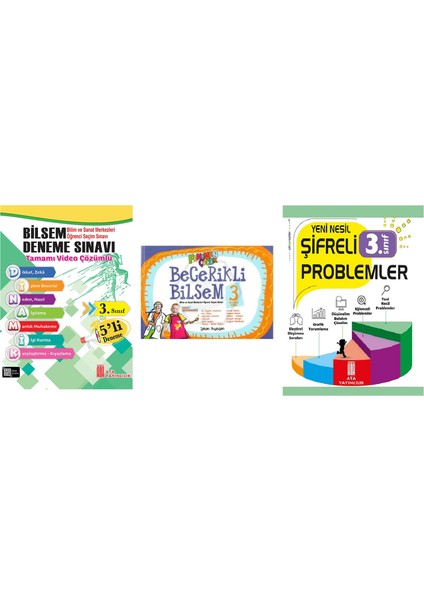 Fenomen 3. Sınıf Bilsem Hazırlık Kitabı -Ata Bilsem 5'li Deneme ve Şifreli Problemler Kitabım