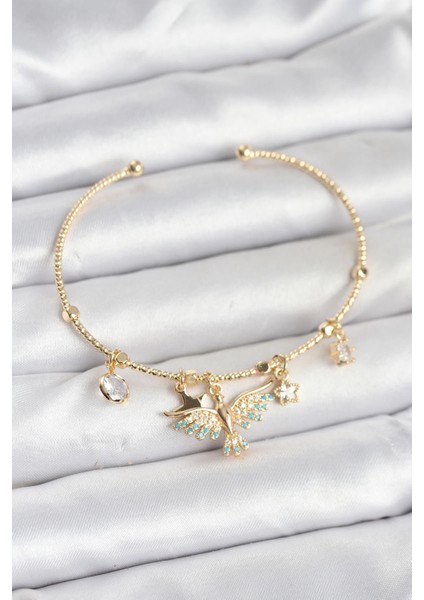 Bfs Anka Kuşu Charmlı Gold Renk Pirinç Kadın Bileklik