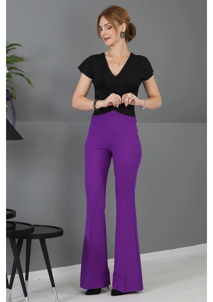 Ispanyol Paça Pantolon-Mor