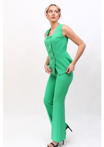 Aller Yelek & Ispanyol Paça Pantolon Takım-Yeşil