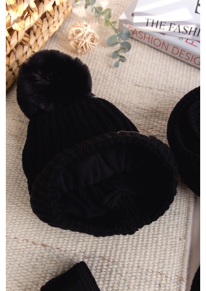 Ponponlu 9-15 Yaş Kız Çocuk Atkı Bere Eldiven Takımı modelleri