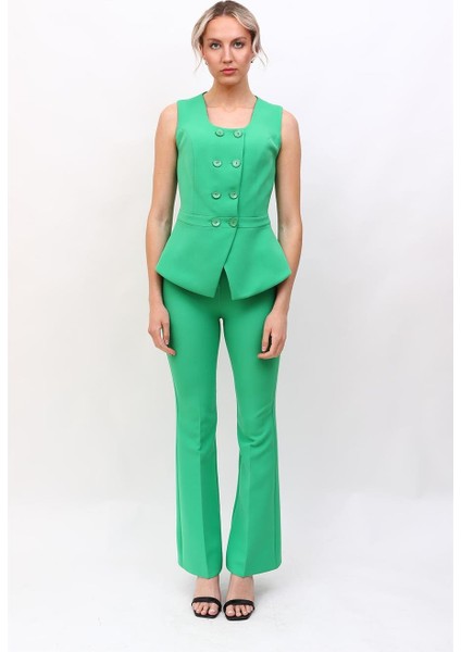 Aller Yelek & Ispanyol Paça Pantolon Takım-Yeşil modelleri
