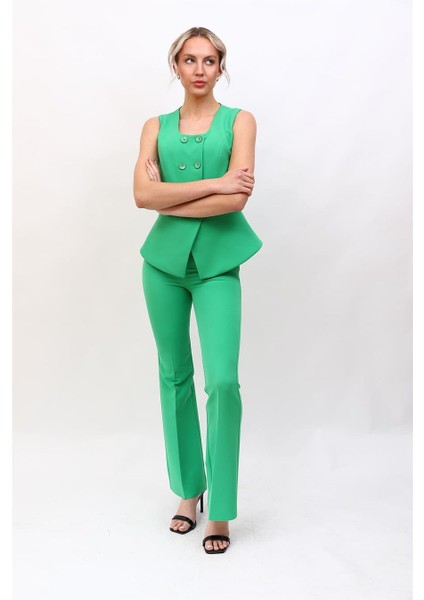 Aller Yelek & Ispanyol Paça Pantolon Takım-Yeşil indirimleri