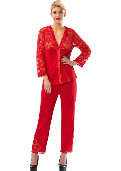 Kırmızı Penye Pijama Takımı