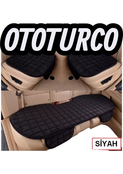 Soft -Sıvı Geçirmez,ergonomik,terletmez Ototurco Oto Koltuk Kılıfı-Minderi(3parça Oturak)Siyah