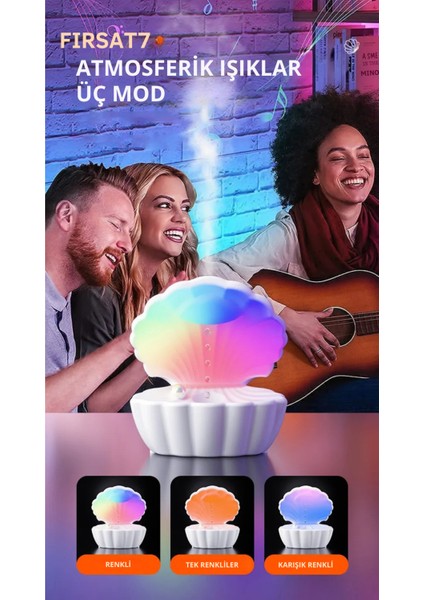 Istiridye Hava Nemlendirici 550ML Rgb Ledli Bluetooth Hoparlör Buhar Makinesi Gece Lambası Istiridye fırsatları