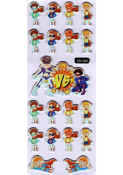 Sticker Kabartmalı Sticker Defter Planlayıcı Etiket (CB550) 16X7 Cm- Süper Çocuk Kahraman