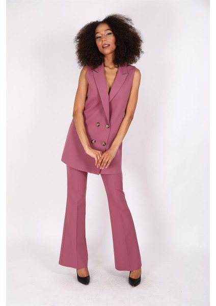 Midi Boy Klasik Yelek & Ispanyol Paça Pantolon-Rose modelleri