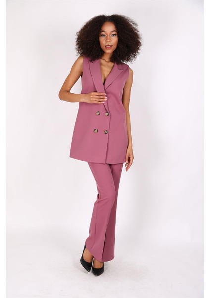 Midi Boy Klasik Yelek & Ispanyol Paça Pantolon-Rose fırsatları