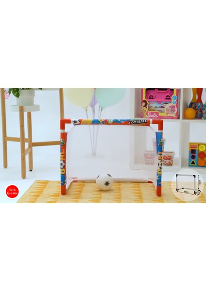 Çocuk Futbol Kalesi + Top Seti | 45×58×34 cm | Fileli Dayanıklı Mini Kaleci Oyunu Seti