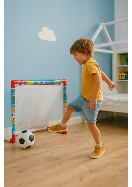 Çocuk Futbol Kalesi + Top Seti | 45×58×34 cm | Fileli Dayanıklı Mini Kaleci Oyunu Seti