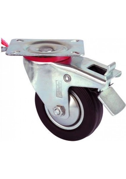 Servis Tekeri - Tablalı Frenli Siyah Döner - Çap 125 mm