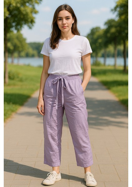 Bağcıklı Regular Mor Kadın Pantolon fiyatları