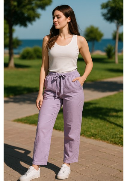 Bağcıklı Regular Mor Kadın Pantolon indirimleri