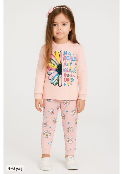 Ekru Papatya 4-6 Yaş Çocuk Alt Üst Takım