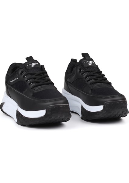 Kadın Kalın Tabanlı Siyah Sneaker Spor Ayakkabı – Rahat, Şık ve Günlük Kullanıma Uygun