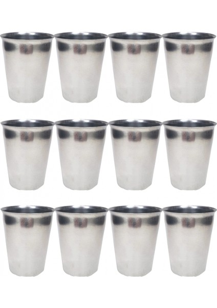 12 Adet Paslanmaz Çelik Krom Bardak 9 x 7,5 x 5,5cm