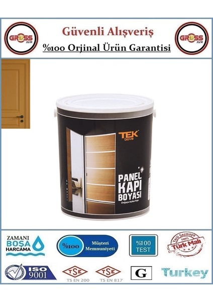 Su Bazlı Panel Kapı Boyası 0.75 Litre - Açık Kahve