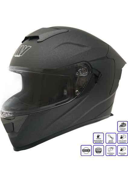Gp My Helmet MKS001-MG Yarış Spoiler Güneş Vizörlü Şeffaf Full Face Motosiklet Kaskı M