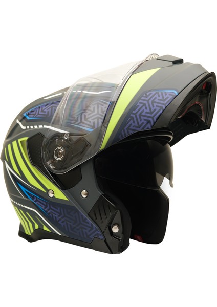 Gp My Helmet MKS002-RGBY Güneş Vizörlü Şeffaf Çene Açılır Motosiklet Kaskı L modelleri