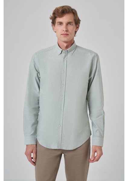 Erkek Yeşil Pamuk Trend Dynamic Fit Gömlek