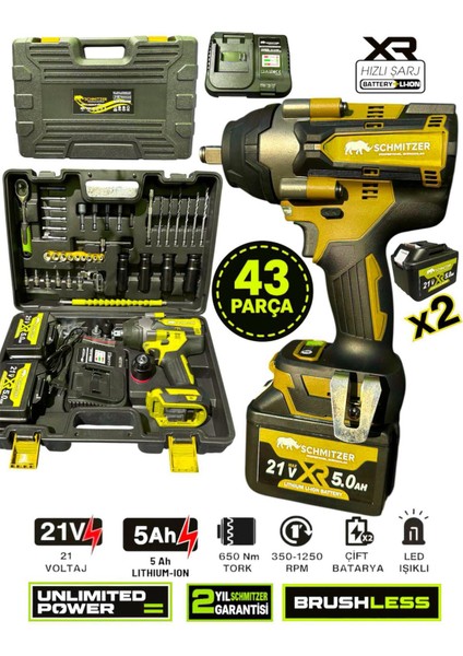Schmıtzer Orjinal 21V 15 Pilli Çift Akülü Kömürsüz Darbeli Vidalama 650 Nm Torklu Bijon Somun Sıkma Sökme Matkap modelleri