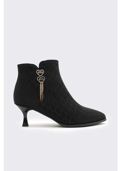 Kısa Topuk Taşlı Kadın Bot