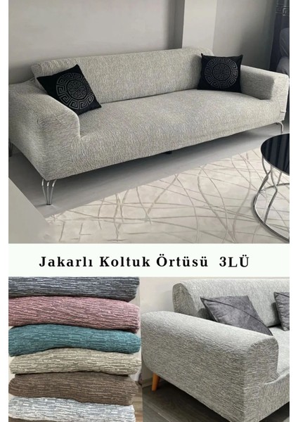 Jakarlı Koltuk Kanepe Chester Örtüsü Koltuk Kılıfı 3 Kişilik Bir Adet