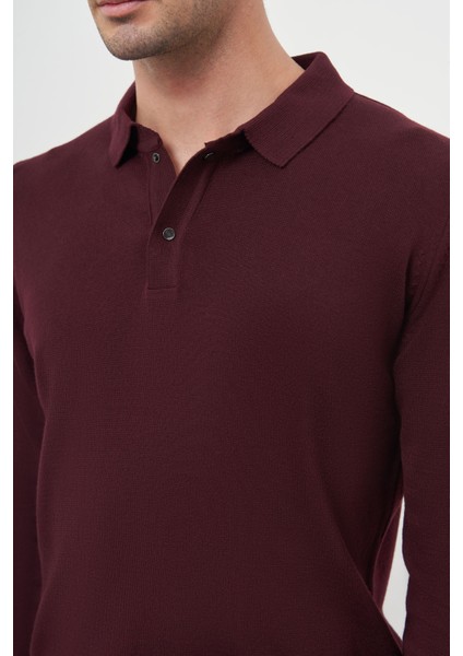 Erkek Bordo Basic Polo Yaka Dynamic Fit Rahat Kesim Triko modelleri