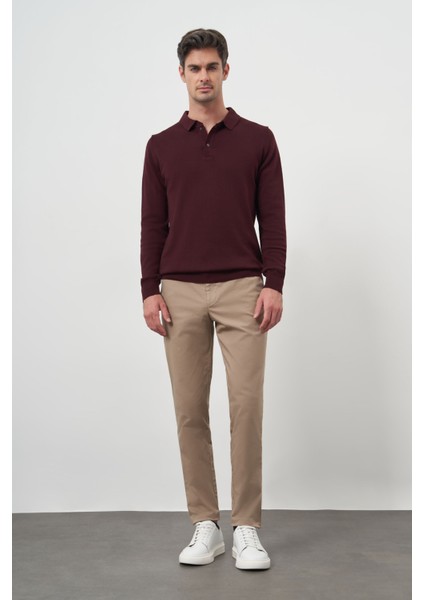 Erkek Bordo Basic Polo Yaka Dynamic Fit Rahat Kesim Triko fırsatları
