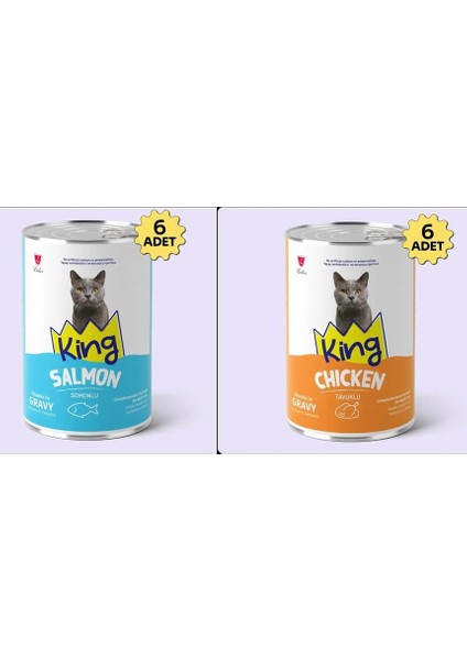 Sos Içerisinde Et Parçacıklı Tavuklu ve Somonlu Kedi Konservesi 400 Gr*12 Adet