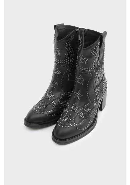 Zımba Işlemeli Hakiki Deri Kadın Western Bot fiyatları