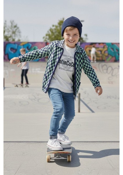 Damalı Triko Hırkalı Erkek Çocuk 3 lü takım - Yeşil modelleri