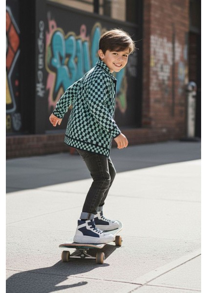 Damalı Triko Hırkalı Erkek Çocuk 3 lü takım - Yeşil fırsatları