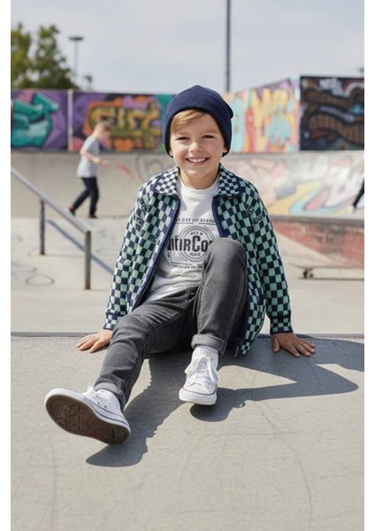 Damalı Triko Hırkalı Erkek Çocuk 3 lü takım - Yeşil indirimleri