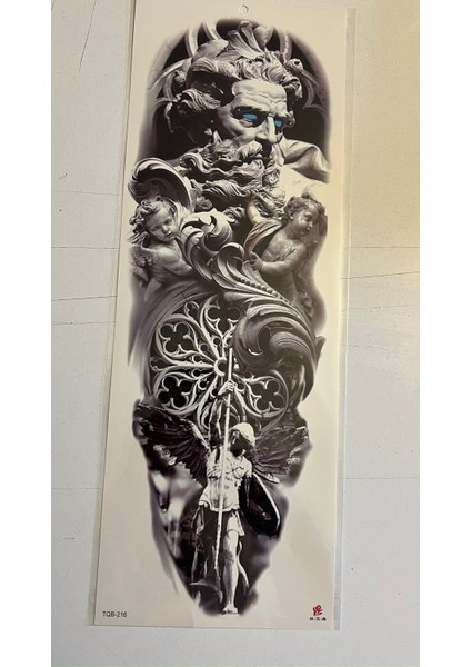 Zeus Melek 1 Hafta Kalıcı Tam Kol Bacak Yapıştırma Geçici Dövme 46 cm