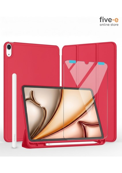 Apple iPad Air 11 Inc M2 (2024) Kılıf Ekran Koruyucu ve Stylus Kalemli 3'ü 1 Arada Full Gear Set A2902 A2903 A2904