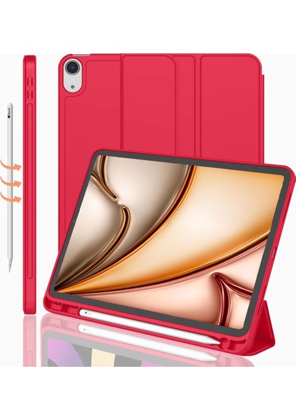 Apple iPad Air 11 Inc M2 (2024) Kılıf Ekran Koruyucu ve Stylus Kalemli 3'ü 1 Arada Full Gear Set A2902 A2903 A2904