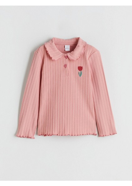 Lcw Kids Pembe Polo Yaka Çiçekli Kız Çocuk Tişört ve Tayt fiyatları