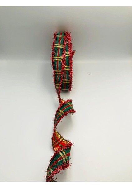 5 Mt. Yılbaşı Kurdele 2.5 cm Kırmızı Saçaklı Dokuma Yılbaşı Kurdelesi Süsleme Noel Yılbaşı Süs modelleri